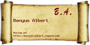 Benyus Albert névjegykártya